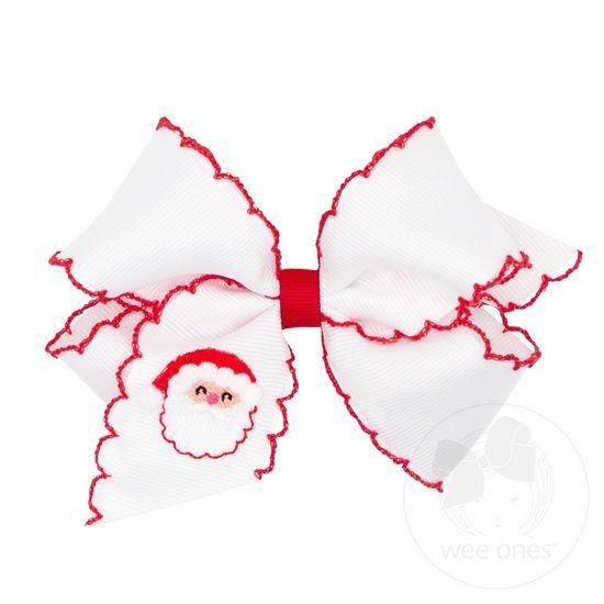 MEDIUM EMBROIDERY SANTA WHITE BOW