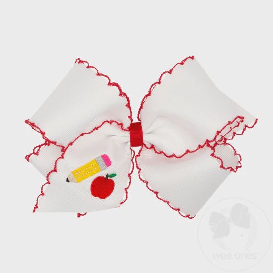 KING EMBROIDERY APPLE &amp; PENCIL BOW