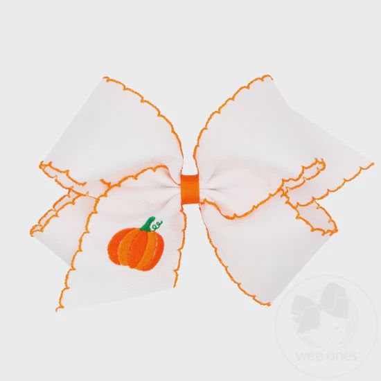 KING EMBROIDERY PUMPKIN WHITE BOW