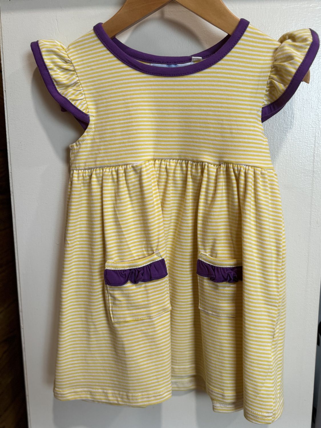 LUCY GAME DAY YELLOW STRIPE DRESS