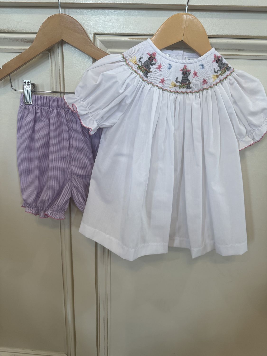 LAVENDER GINGHAM HALLOWEEN BISHOP DRESS