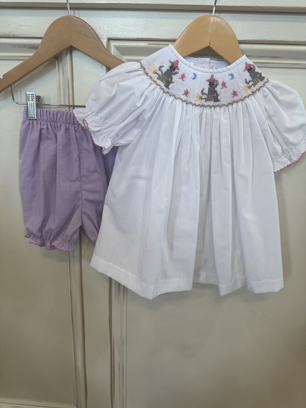 LAVENDER GINGHAM HALLOWEEN BISHOP DRESS