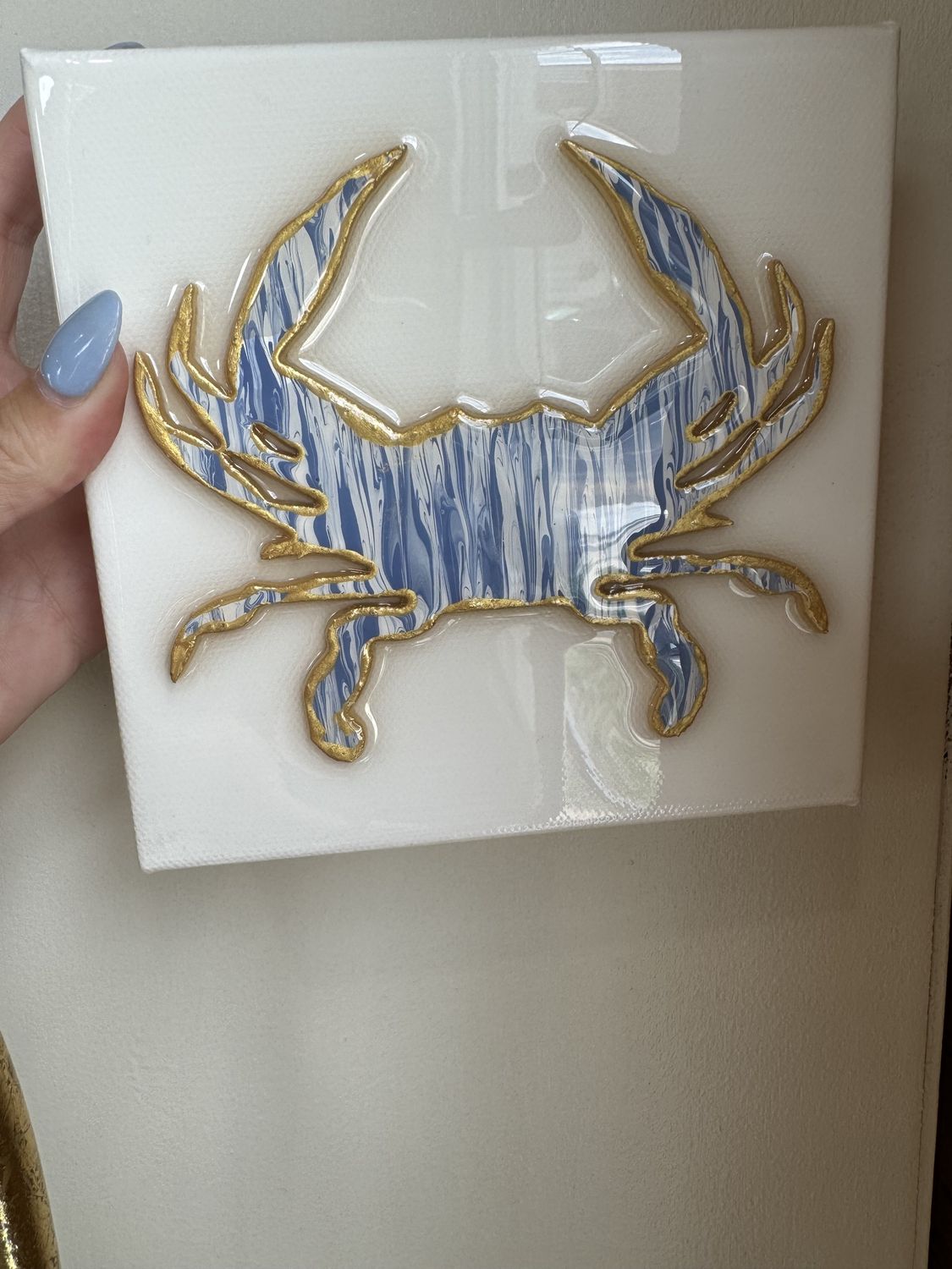 6x6 BLUE &amp; WHITE CRAB