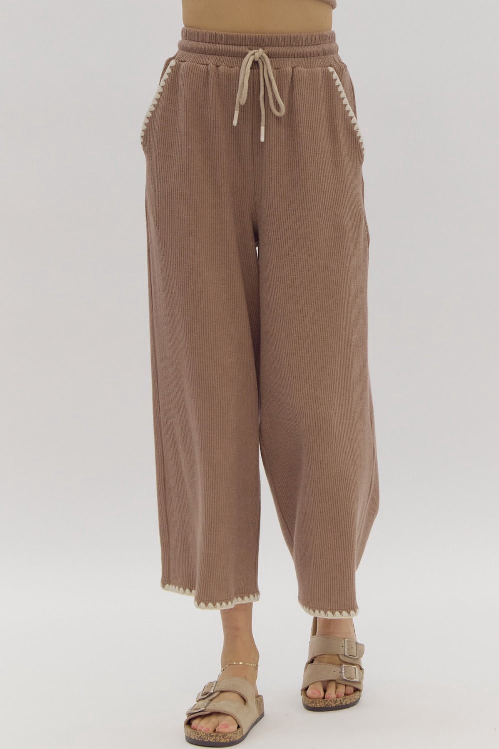 KNIT RIBBED CROP PANT