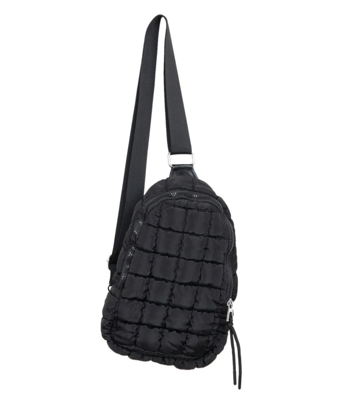 QUILTED SLING BAG, Colour: BLACK