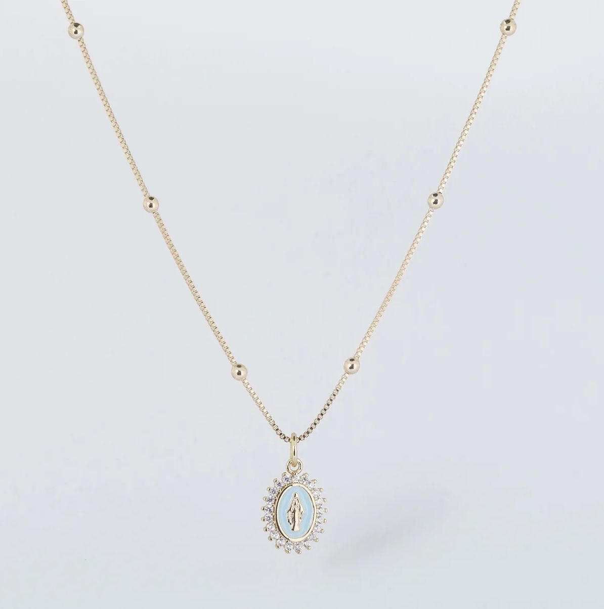 OUR LADY OF LOURDES NECKLACE- AQUA