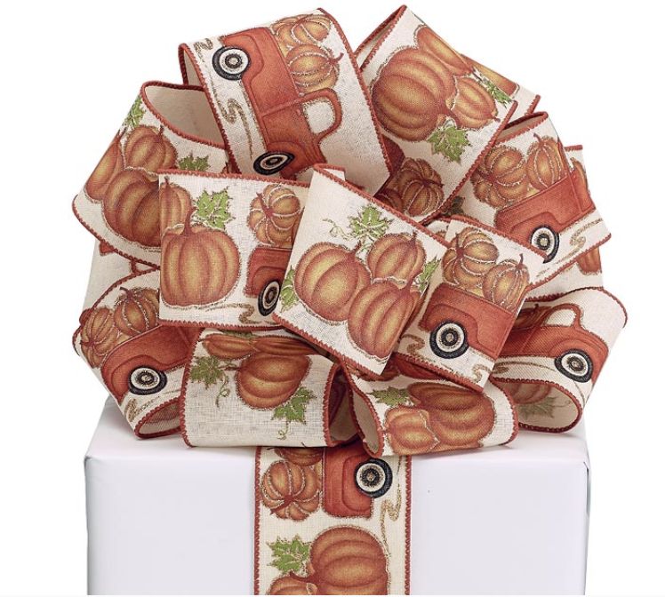 RIBBON- AUTUMN TRUCK W/ PUMPKINS