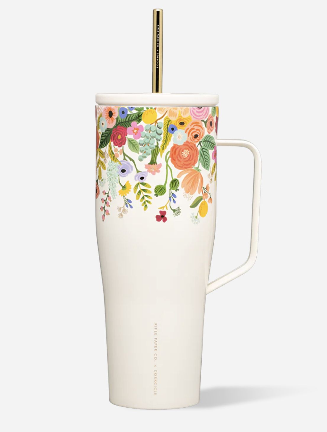 COLD CUP XL- 30 OZ RIFLE PAPER- GARDEN PARTY CREAM