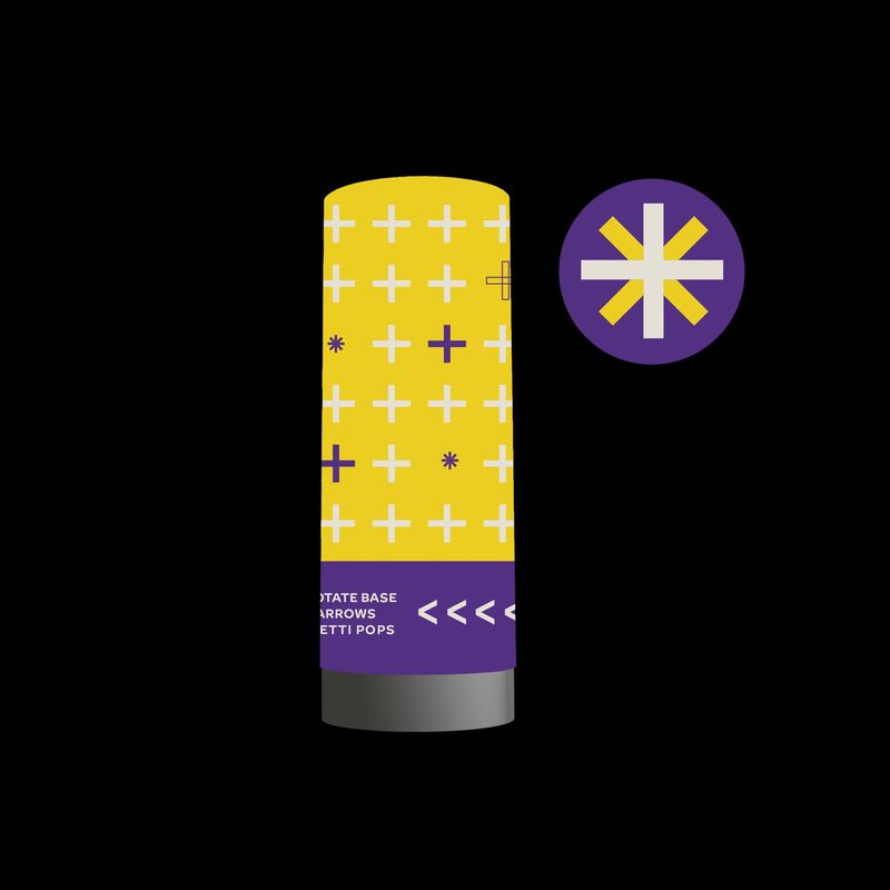 PURPLE &amp; YELLOW CONFETTI POPPER