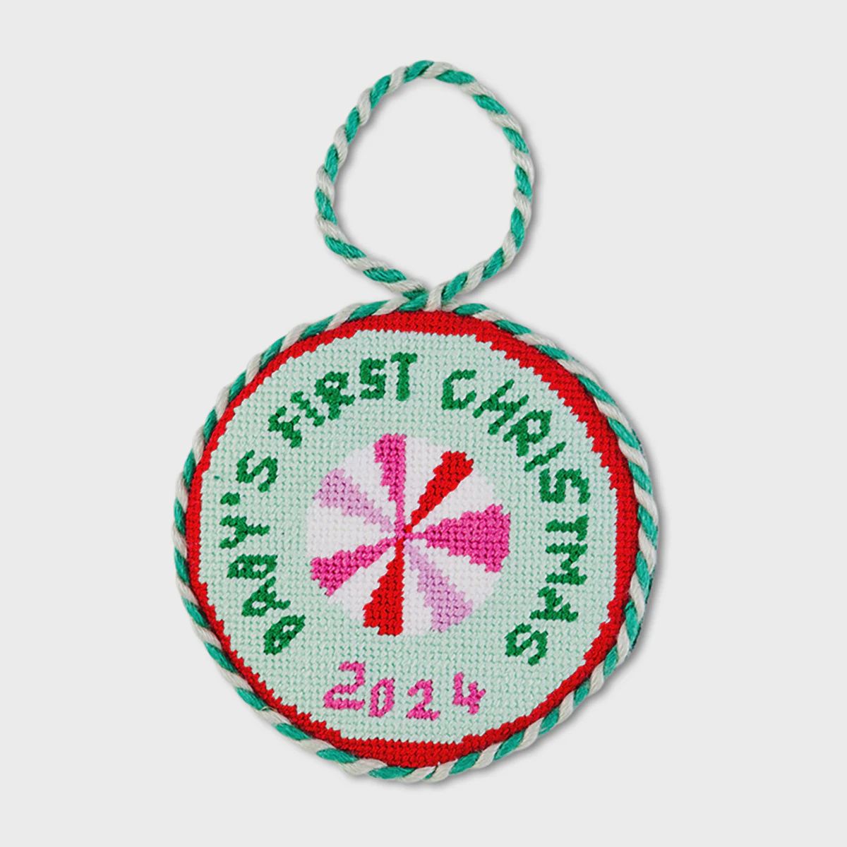 NEEDLEPOINT BABY&#39;S 1ST ORNAMENT