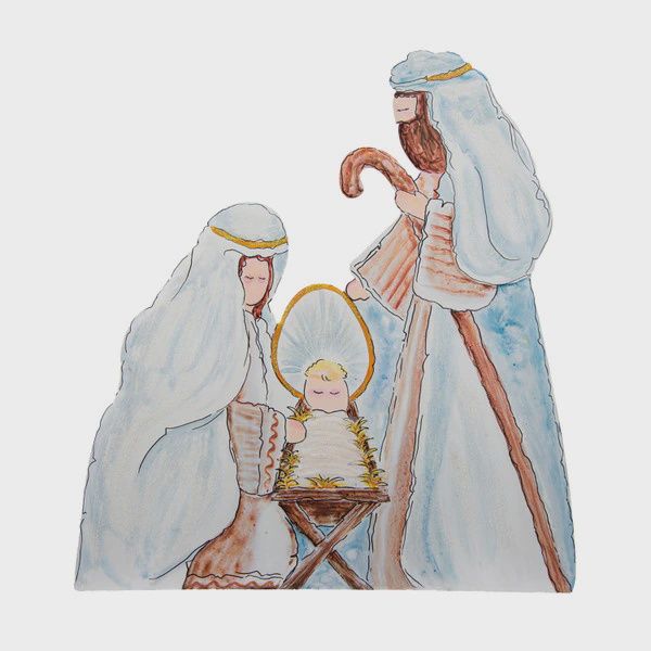 NATURAL HOLY FAMILY YARD STAKE