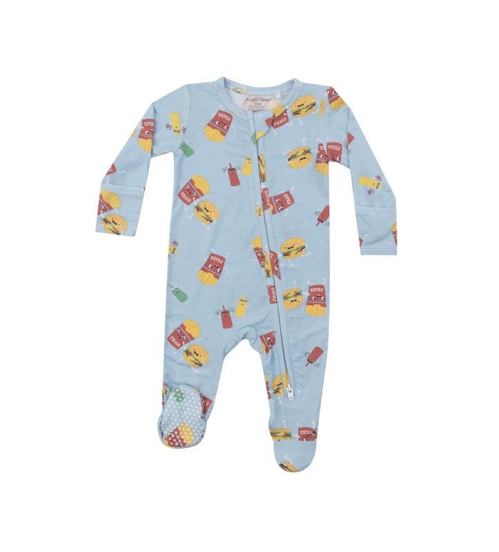 FAST FOOD BLUE 2 WAY ZIPPER FOOTIE
