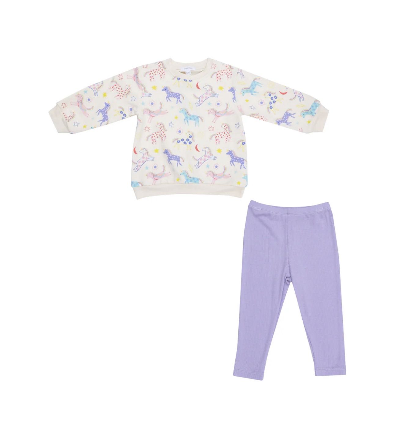 FRENCH TERRY FUN UNICORNS SWEATSHIRT AND RIBBED LEGGING