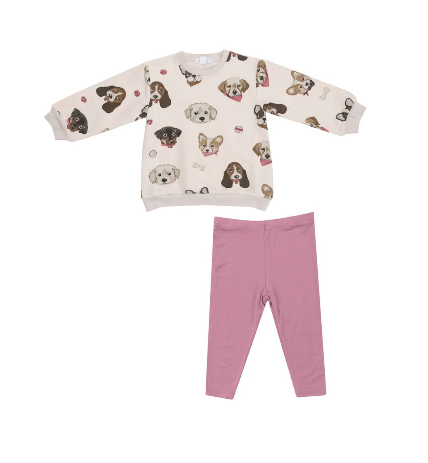 FRENCH TERRY PRETTY PUPPY FACES SWEATSHIRT &amp; LEGGING SET
