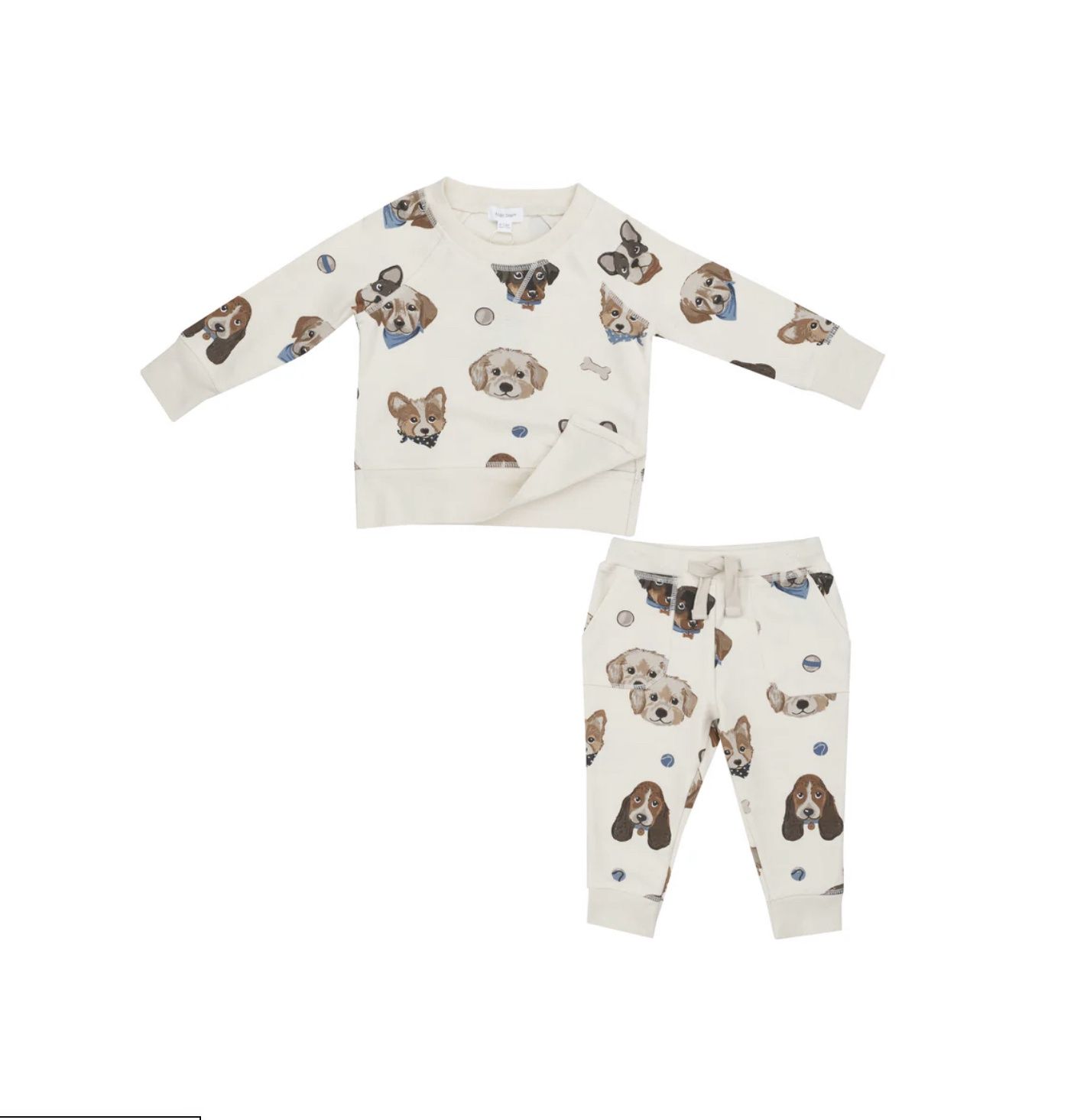 FRENCH TERRY VINTAGE PUPPY FACES RAGLAN SWEATSHIRT &amp; JOGGERS
