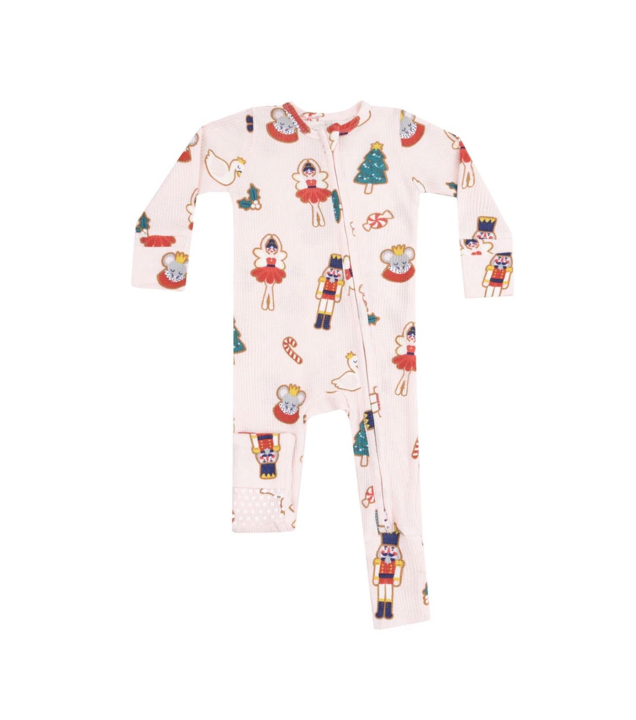 SUGAR PLUM FAIRY CHRISTMAS COOKIE PINK 2 WAY ZIPPER ROMPER