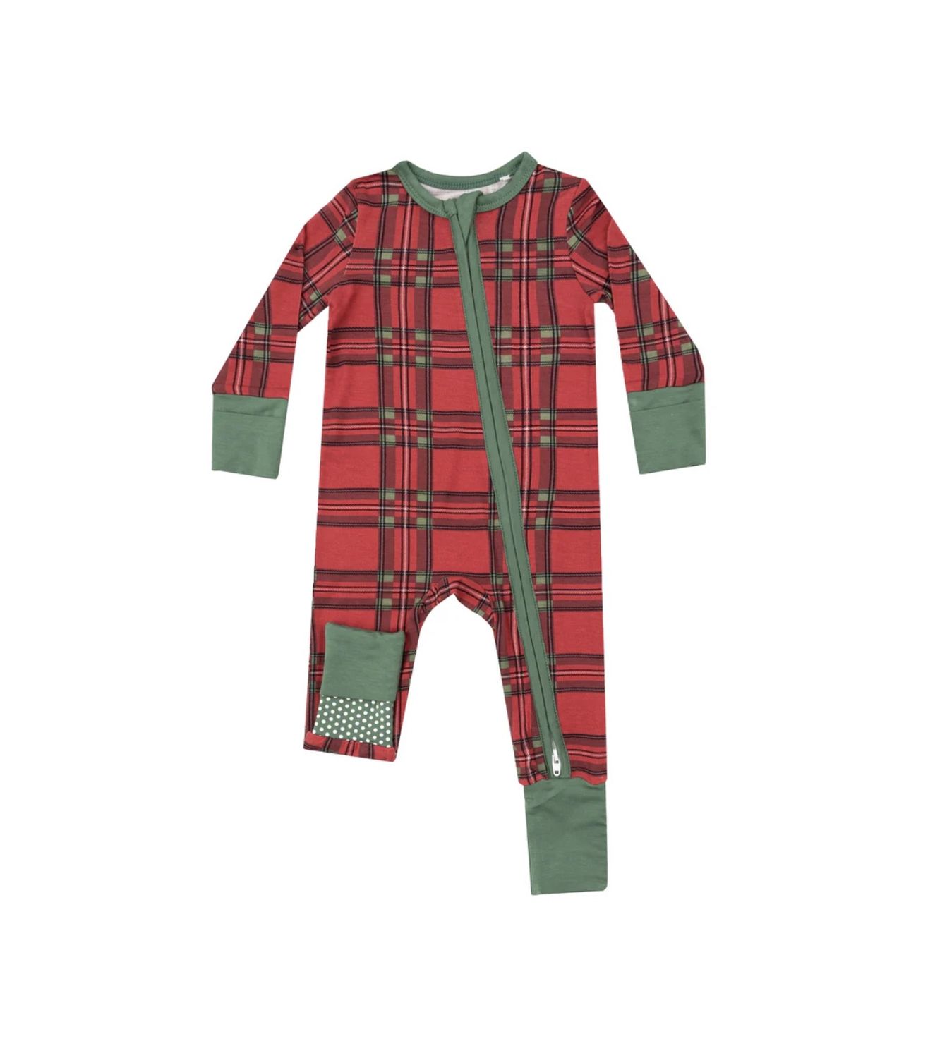 VINTAGE HOLIDAY PLAID 2 WAY ZIPPER ROMPER