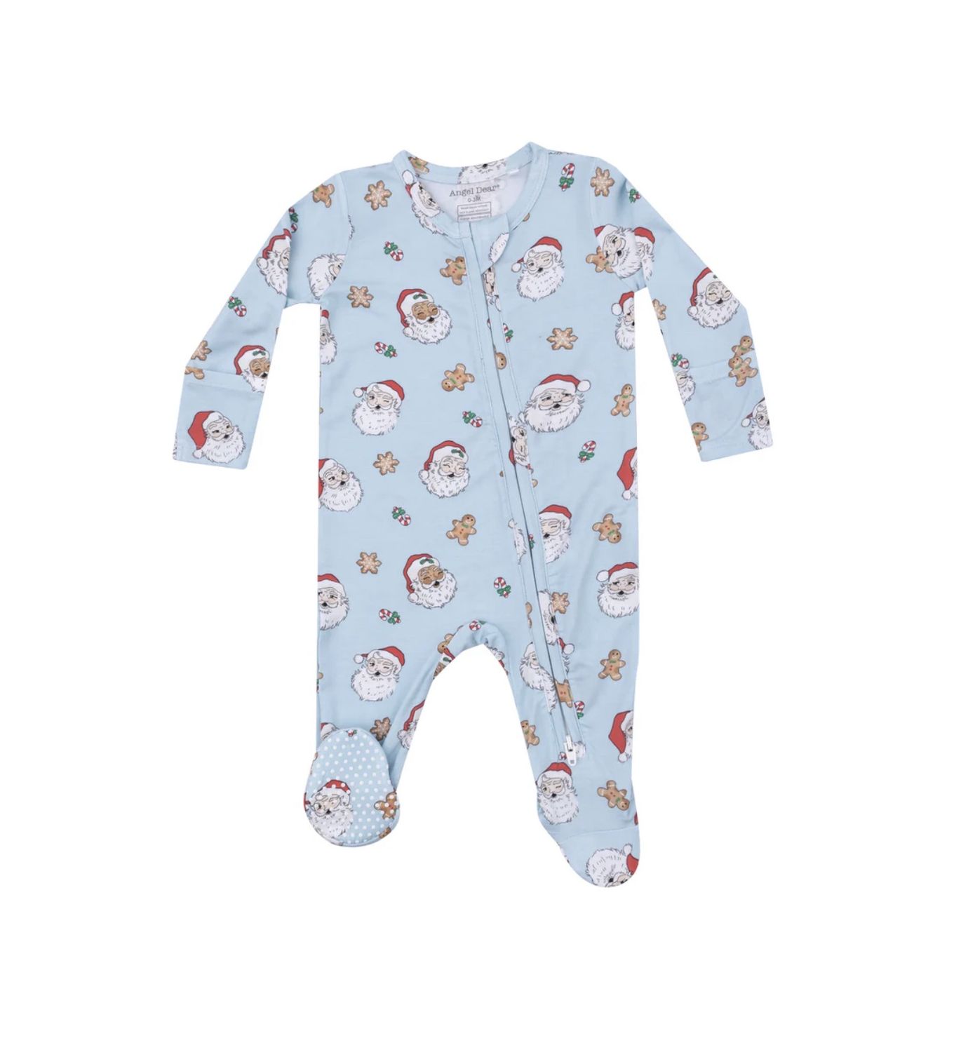 VINTAGE SANTAS BLUE 2 WAY ZIPPER FOOTIE