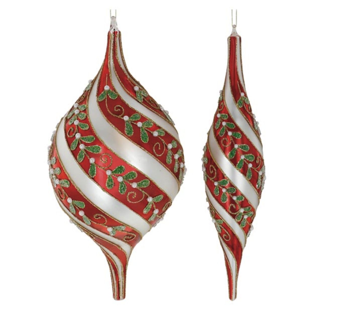 LARGE RED &amp; SILVER GLASS ORNAMENT