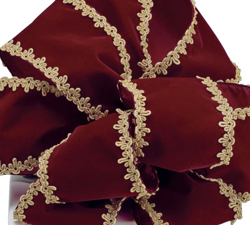 RED VELVET RIBBON W/ GOLD TRIM