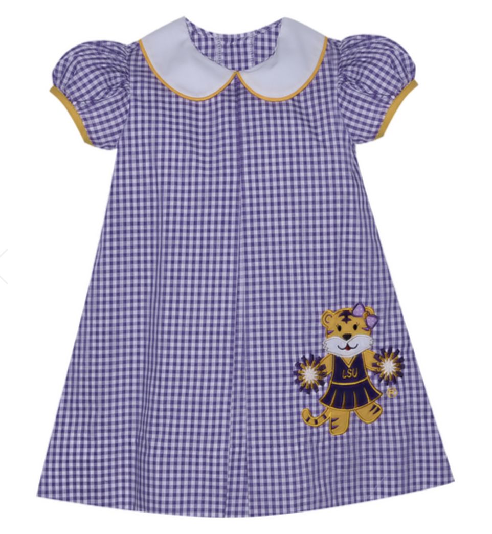 PURPLE &amp; GOLD APPLIQUE DRESS
