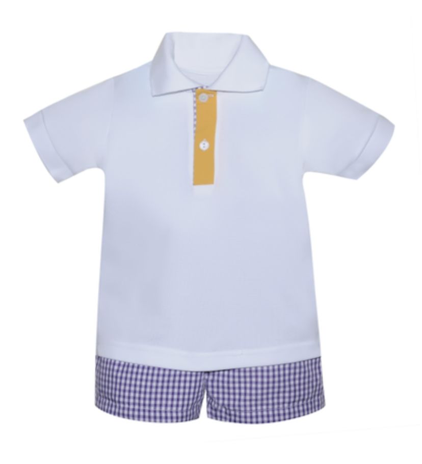 PURPLE &amp; GOLD BOY SHORT SET