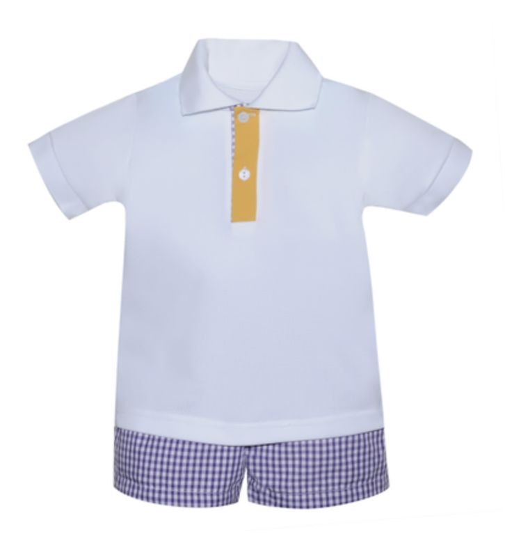 PURPLE &amp; GOLD BOY SHORT SET