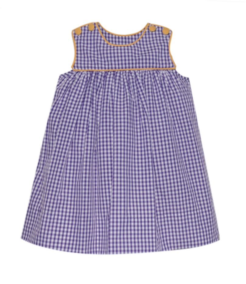 PURPLE &amp; GOLD GINGHAM DRESS