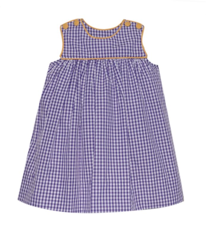 PURPLE &amp; GOLD GINGHAM DRESS