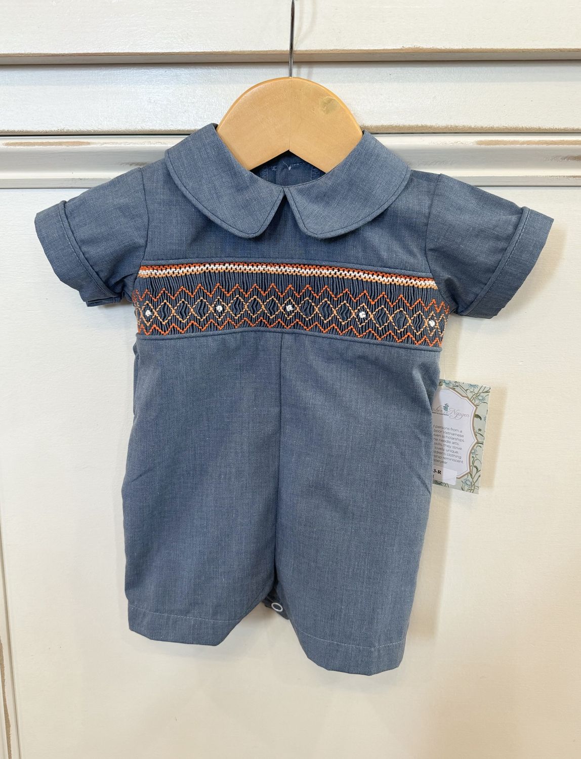 BLUE DENIM WILLIAMS BOY ROMPER