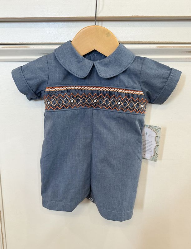 BLUE DENIM WILLIAMS BOY ROMPER
