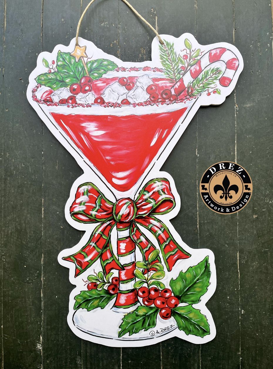 CHRISTMAS MARTINI DOOR HANGER