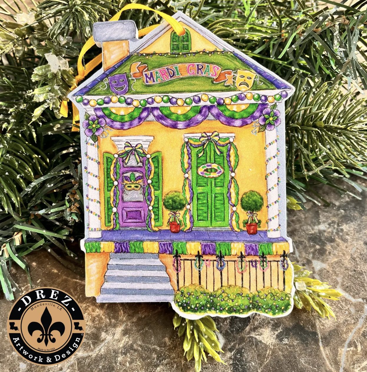 MARDI GRAS SHOTGUN HOUSE ORNAMENT