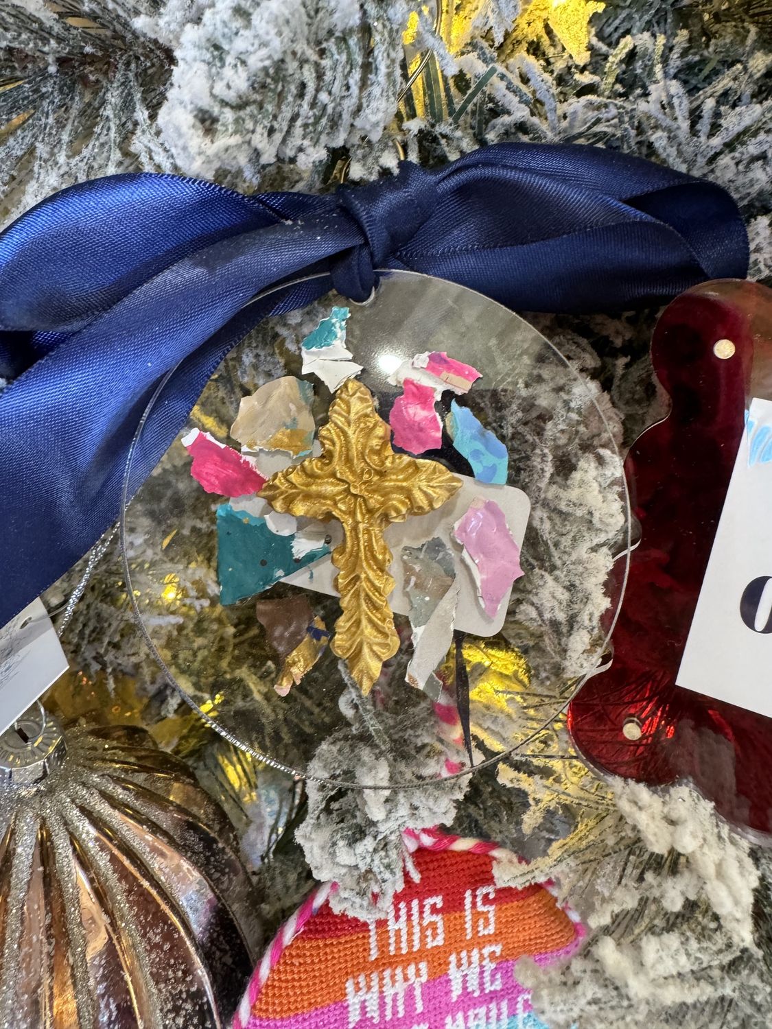 MULTI COLOR CROSS ORNAMENT
