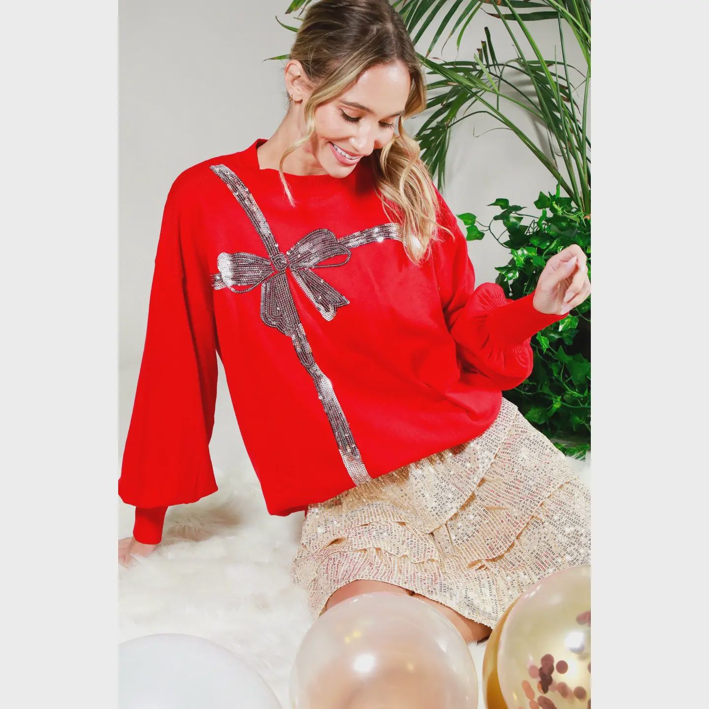 BOW TRIM SWEATER