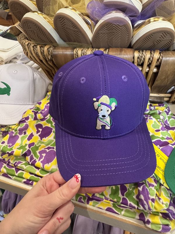 PURPLE MARDI GRAS PUP CAP