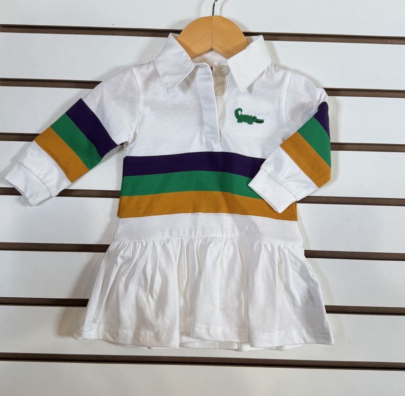 MARDI GRAS RUGBY L/S DROP WAIST DRESS- INFANT
