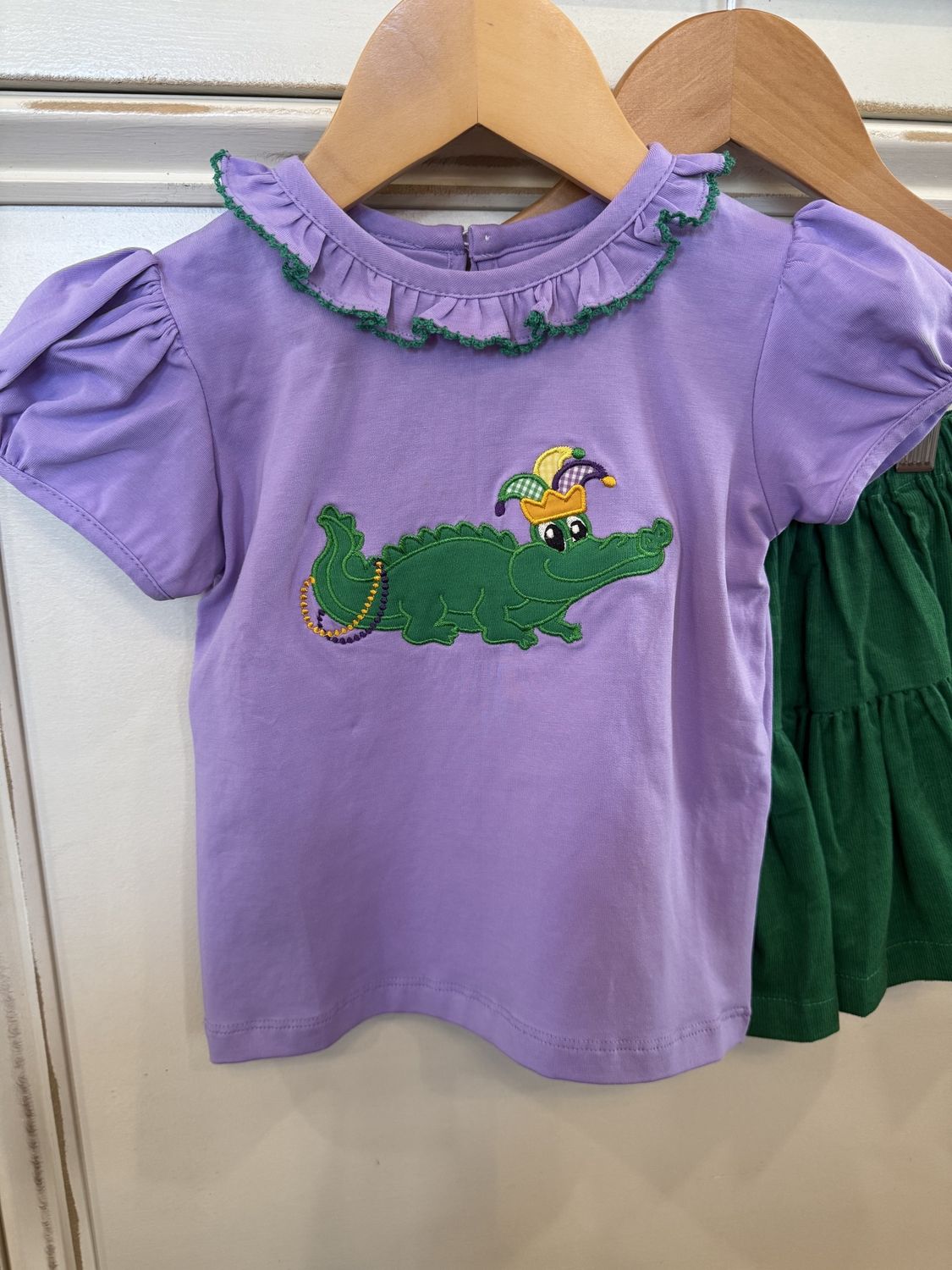 PURPLE EMMA BLOUSE- MARDI GRAS GATOR