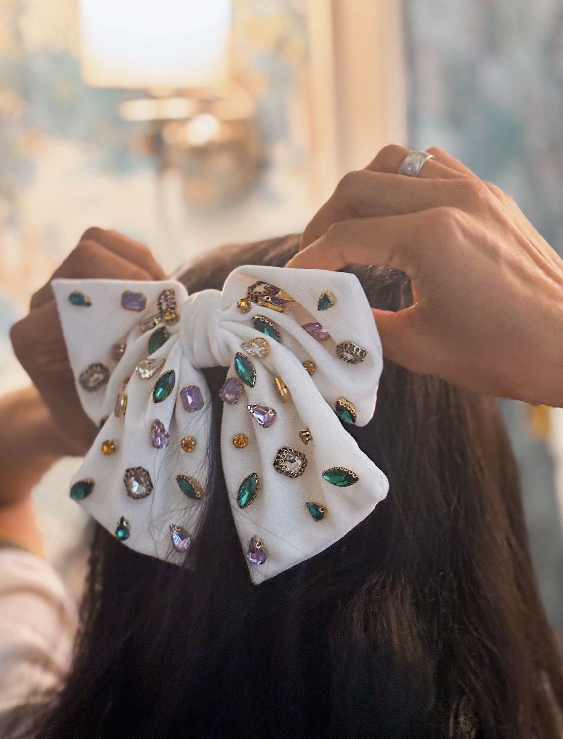 MARDI GRAS BEJEWELED BOW