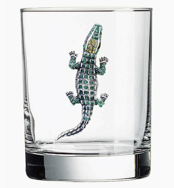 ALLIGATOR JEWELED DOUBLE OLD FASHIONED GLASS