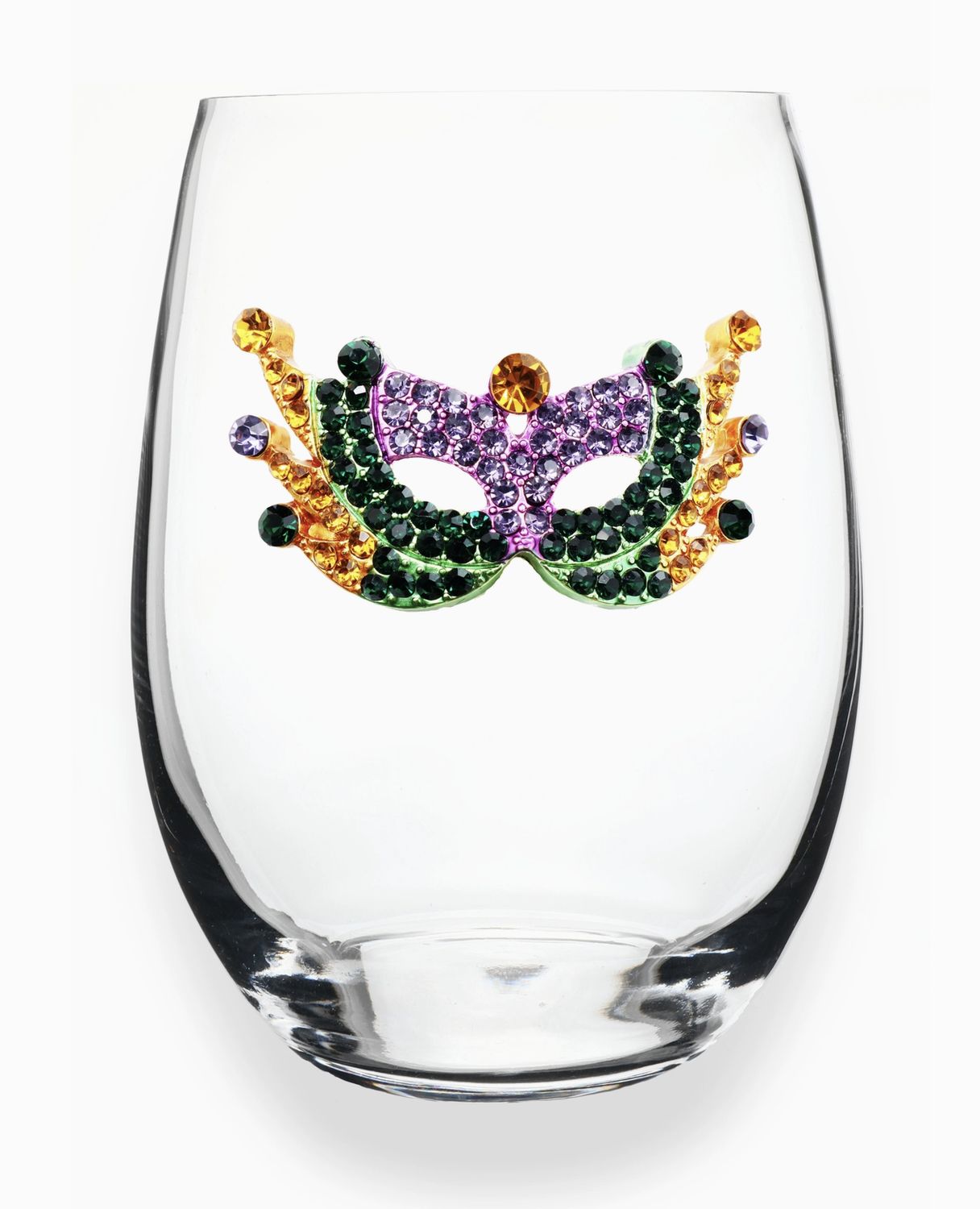 MARDI GRAS MASK JEWELED STEMLESS GLASS