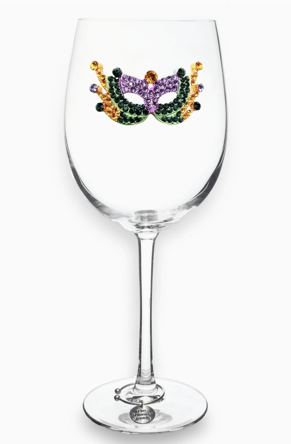 MARDI GRAS MASK JEWELED STEMMED GLASS