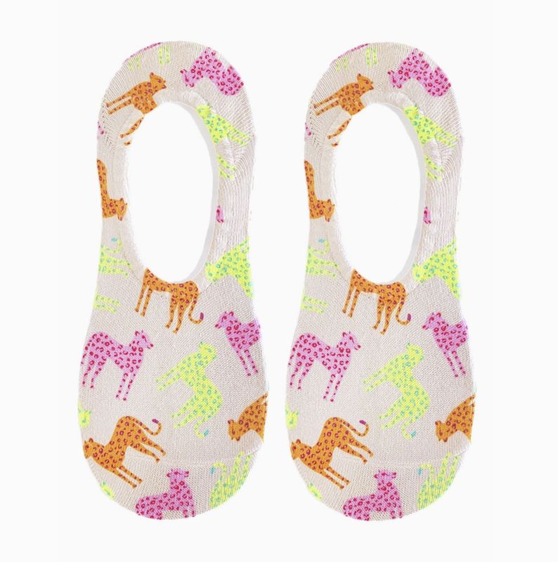 MULTI-COLORED CHEETAHS NO-SHOW SOCKS