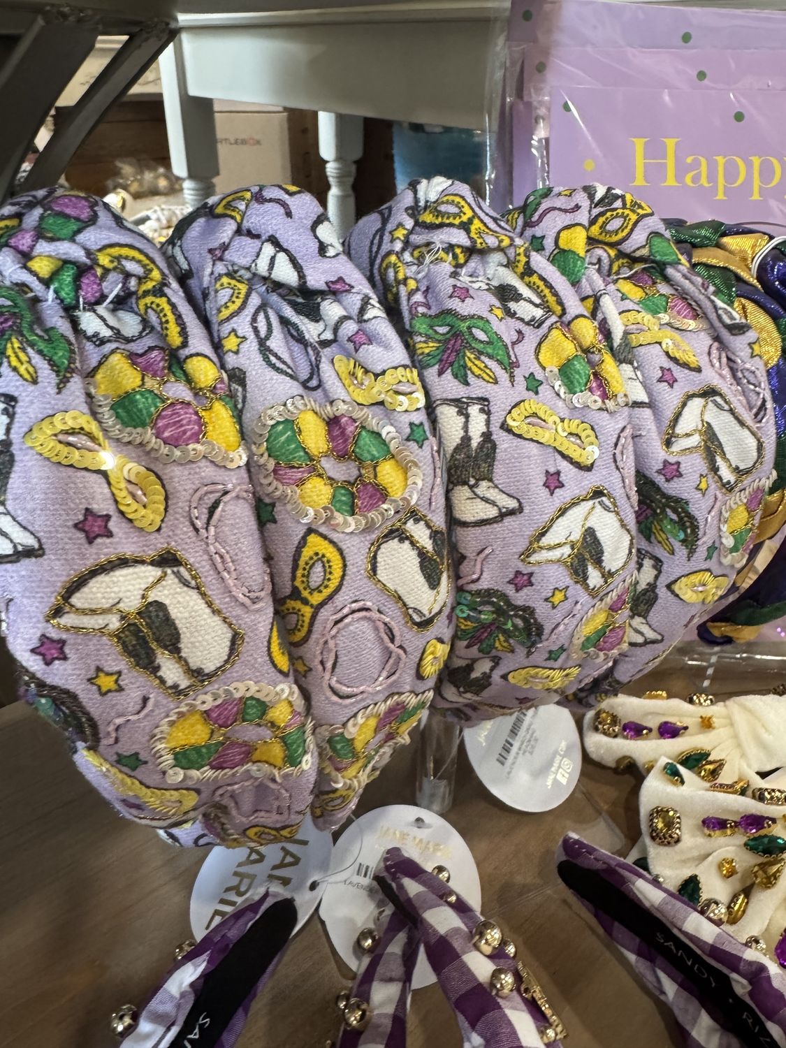 LAVENDER MARDI GRAS THEMED HEADBAND