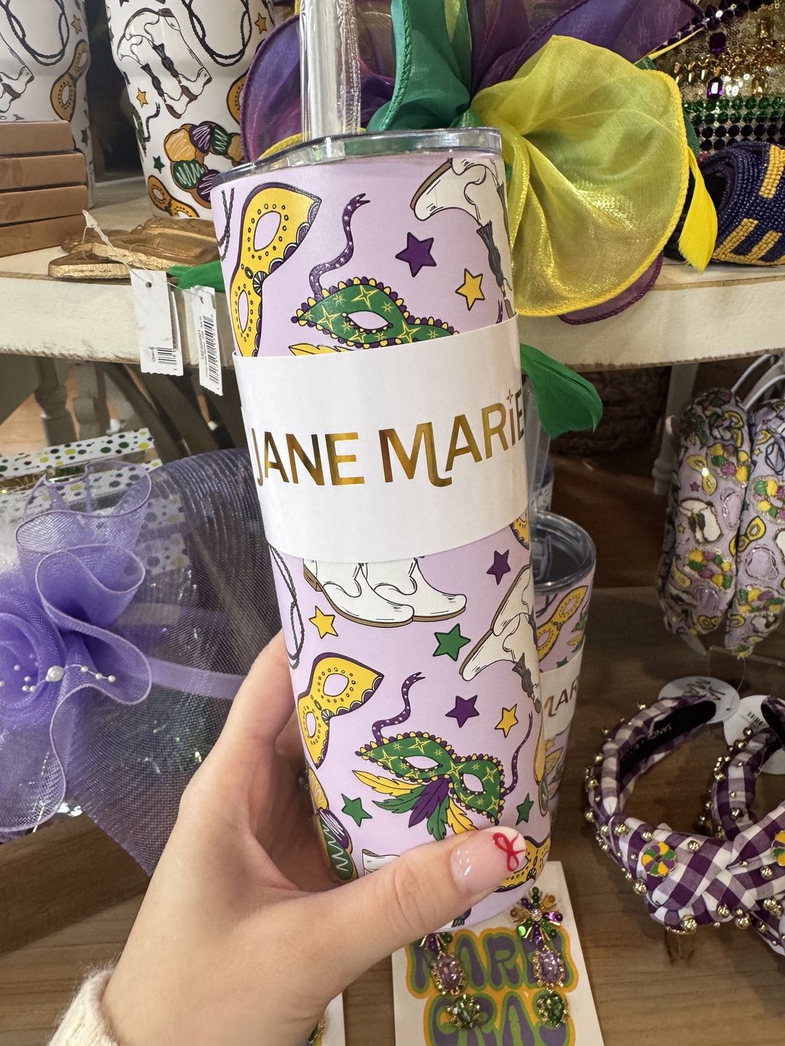 MARDI GRAS 20 OZ. SKINNY TUMBLER