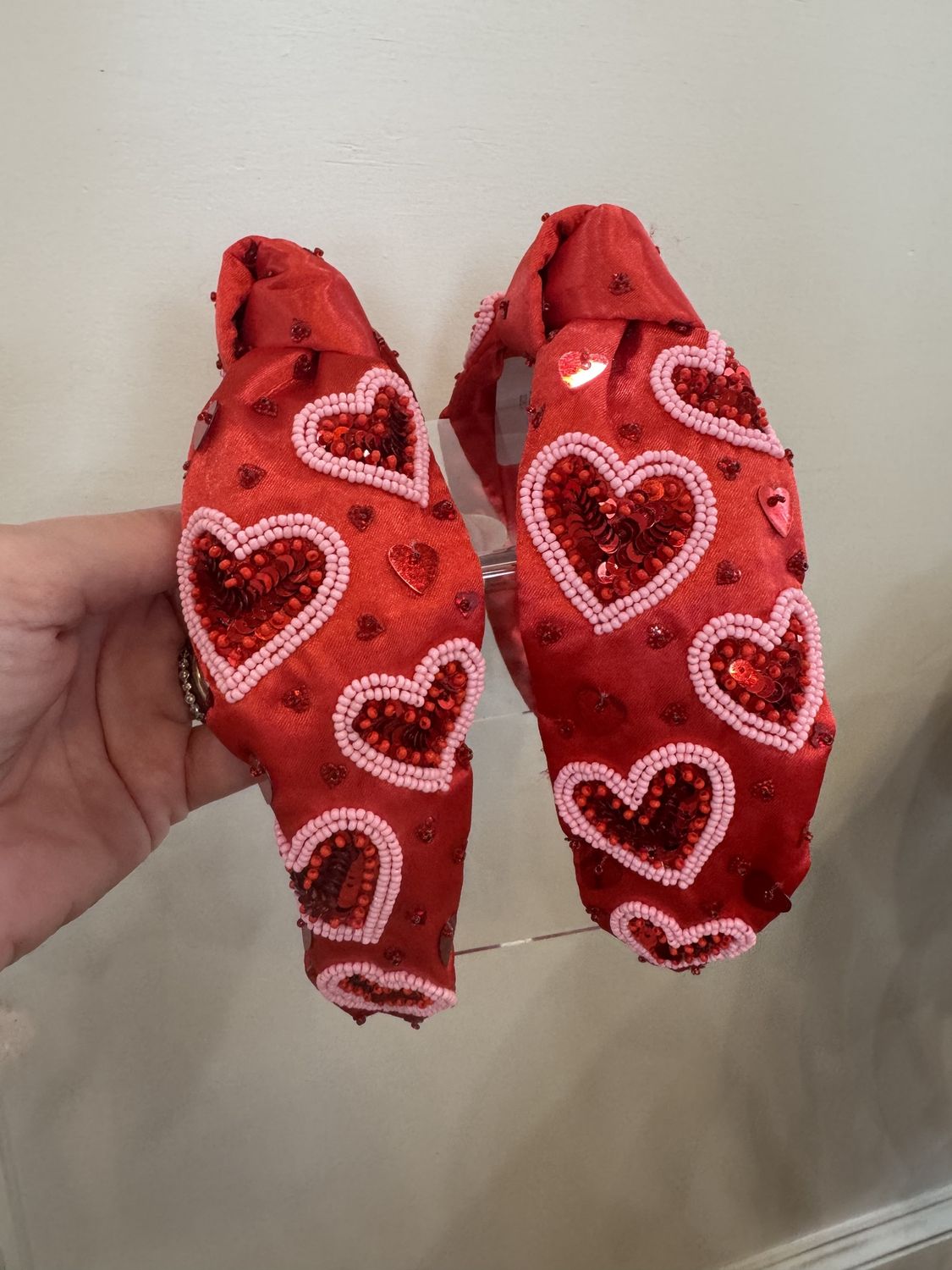 BEADED &amp; SEQUIN HEARTS HEADBAND