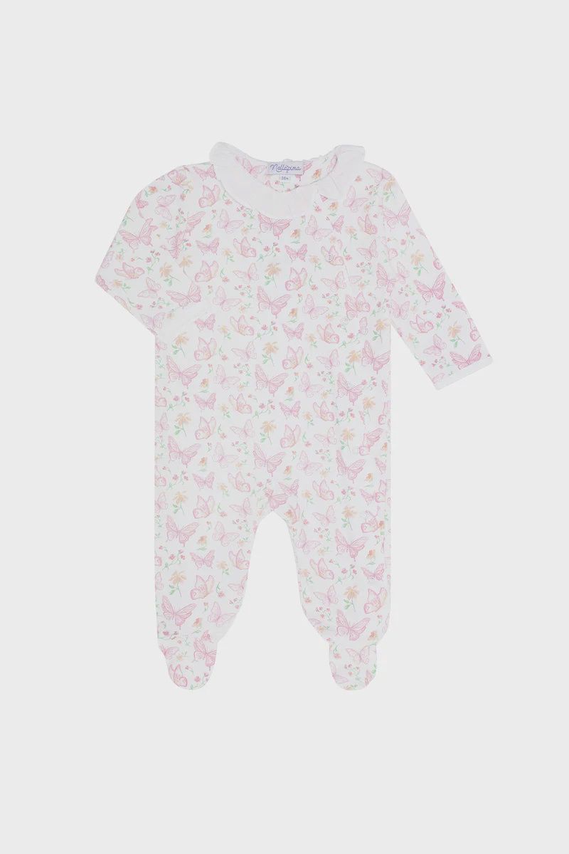 BUTTERFLIES PRINT CROSSOVER FOOTIE &amp; HAT