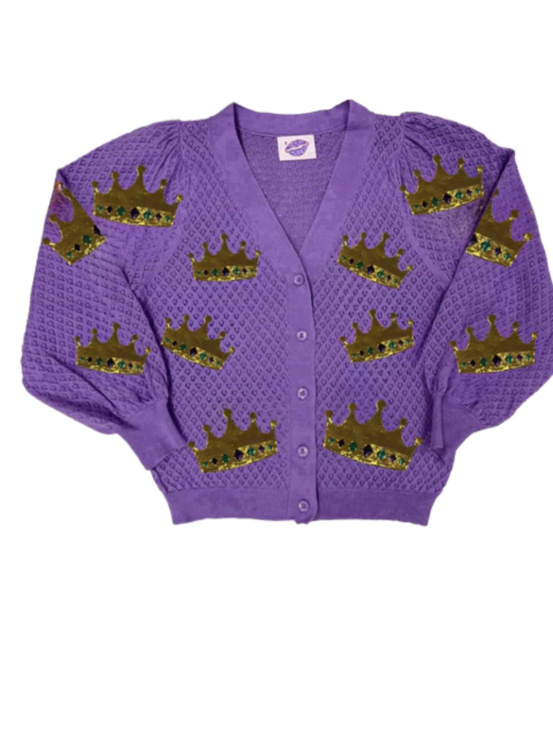 MARDI GRAS CROWN TAKEOVER CARDIGAN