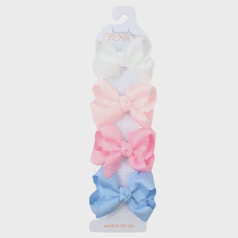 PASTEL SCALLOPED EDGE BOW 4-PACK- 3&quot;