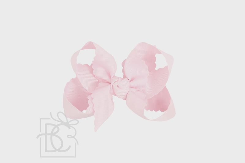 POWDER PINK SCALLOPED EDGE BOW- 4.5&quot;